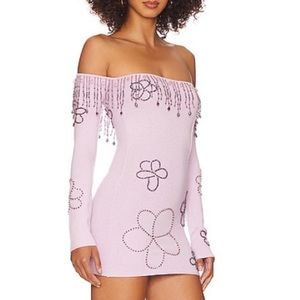 Danielle Guzio Beaded lavender knit minidress, size S